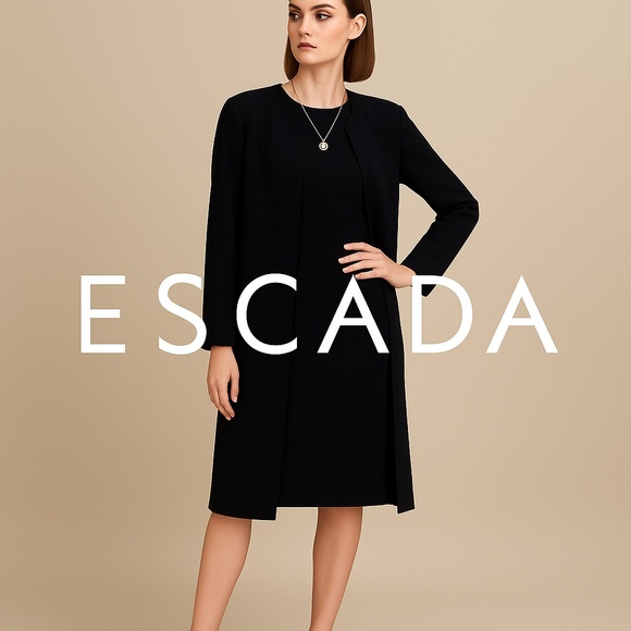 2 piece Escada Black Dress with Matching Coat  Made in Italy 🇮🇹 - Picture 2 of 14